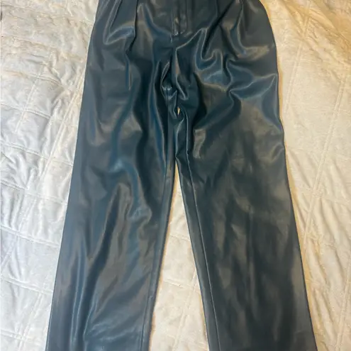 Simon‎ Miller Leather Pants Blue Green High Waist Pleated Wide Leg waist 27