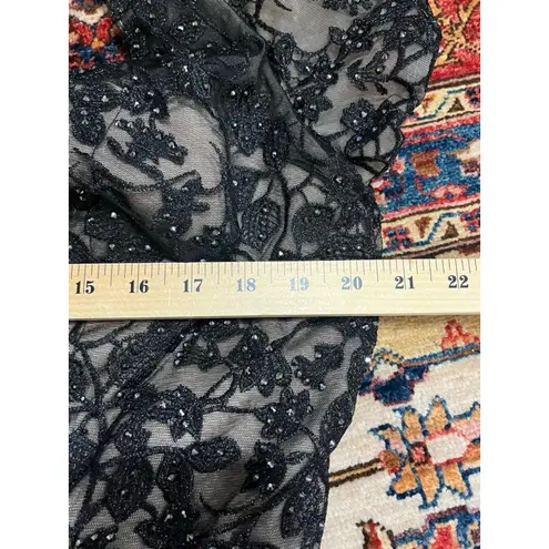 Mac Duggal Womens Black Lace Plunge Neck Short Sleeve Trumpet Gown Size 16