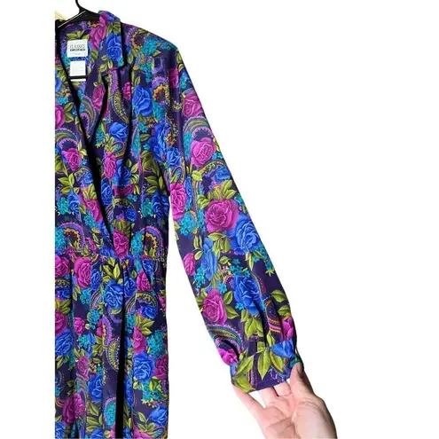 Leslie Fay Vintage Classics By 80s Floral Paisley Print Dress Size 14 petite