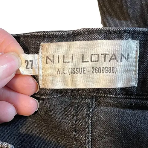 Nili Lotan Cropped French Military Pants Jeans Carbon Grey Cotton Utility SZ 27 Gray
