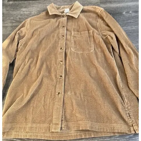VTG LL Bean Thick Wide Wale Corduroy Chore Shirt Jacket Sz Reg M Khaki Retro 90s Tan Size M