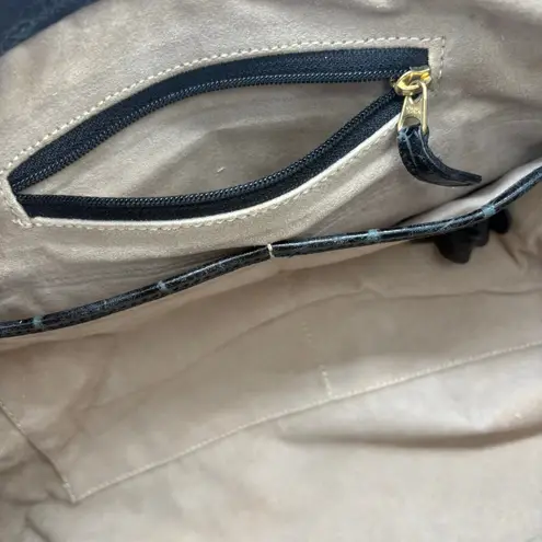 Brahmin Authentic Black Croc-Embossed Leather Satchel