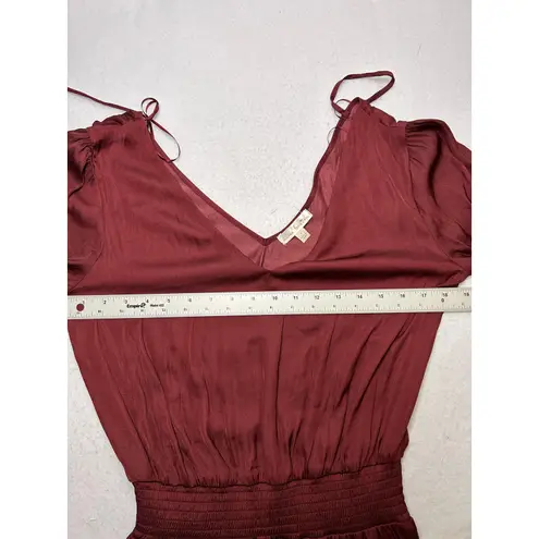 Nine Britton burgundy silky drop waist dress in size small. Long Sleeve
