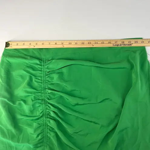 Eloquii Maxi Skirt Womens 22 Green Ruched Front Slit Back Zip Modern Minimalist