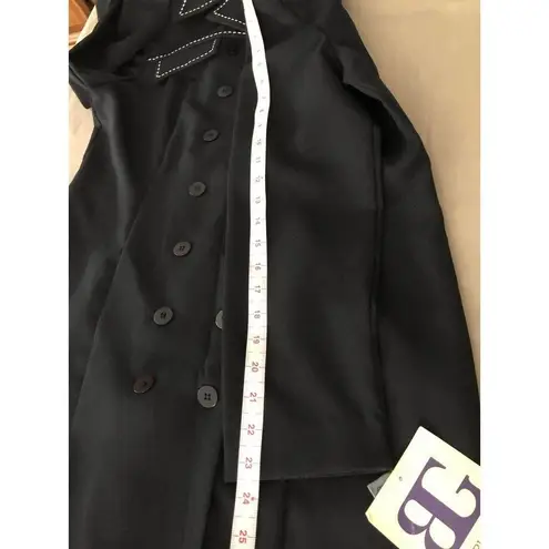 Bahari Group Womens Black Solid Polyester Buttons Front Long Overcoat Si… Size 10