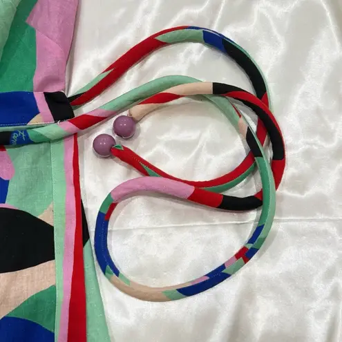 Farm Rio Colorful Monstera Mini Dress Wrap Linen Small Boho Vacay Beachy New