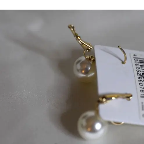 NWT I am Small Faux Pearl Gold Tone French Clip Lobe Bridal Prom Party Earrings
