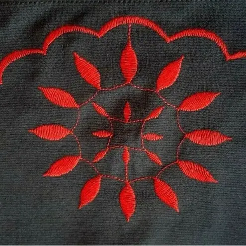 Mystic Navy Blue With Red Embroidery Pleated Skirt ModCloth Dress by Retro PinUp