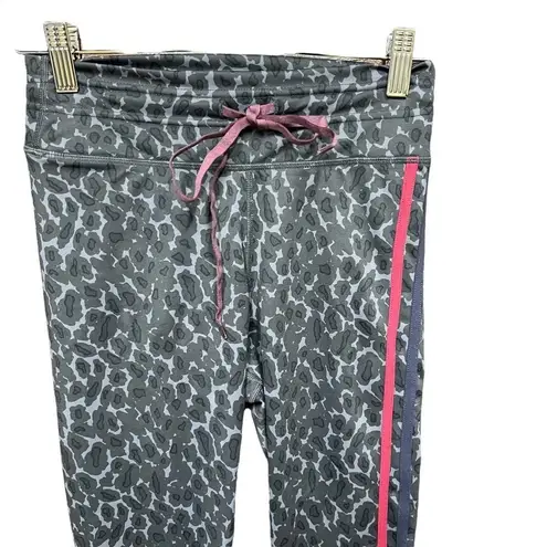 The Upside Snow Leopard Drawstring Crops Leggings Gray Size Small