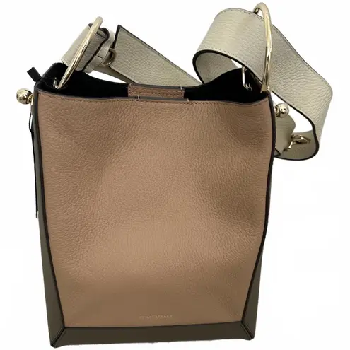 Strathberry Lana Midi Bucket Bag Leather Khaki/Caramel/Diamond NWT Brown