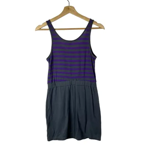 Black Poppy Purple & Gray Stripe Y2K Mini Dress M