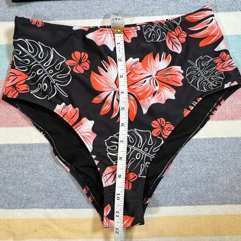 None NWOT High-Neck Bikini Set – Floral & Black (Size S)