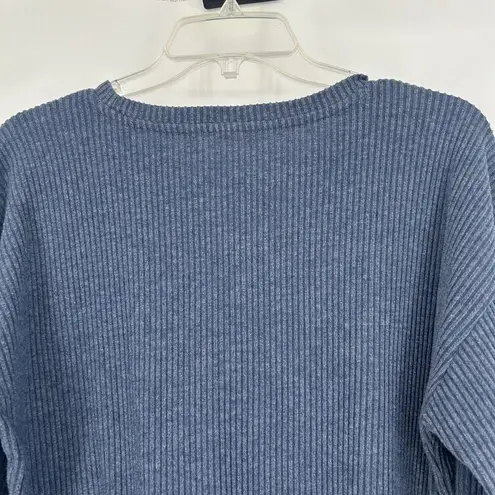 Freely Ribbed Knit Cropped Sweater Top Slouchy Drop Shoulders Blue Size M Size M