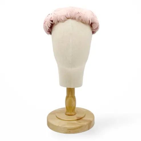 Vintage 1950s Pink Feather Evening Hat Velvet Trim Cocktail Fascinator Small