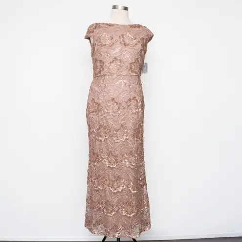 Alex Evenings - Long Embroidered Lace Cap Sleeve Gown