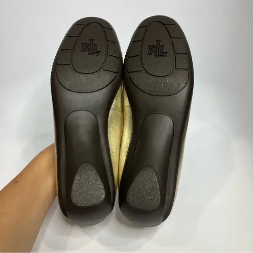 Lauren Ralph Lauren Geanne gold leather loafers women’s size 10 preppy luxury