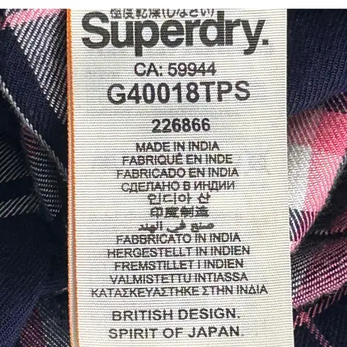 Superdry Womens Flannel Shirt Size M Plaid Classic Utility Workwear Grunge Warm