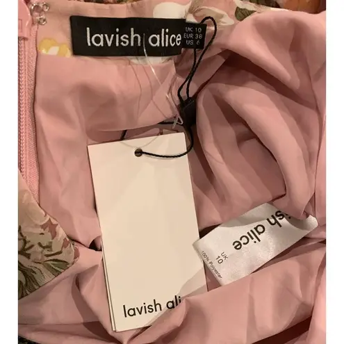 Lavish Lice LAVISH ALICE Floral Long Sleeve Open Back Chiffon Minidress Size US/6