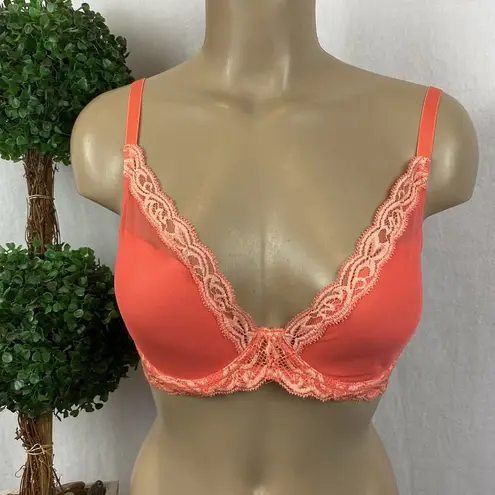 Natori  Coral Orange Feathers Plunge T Shirt Bra 30DDD