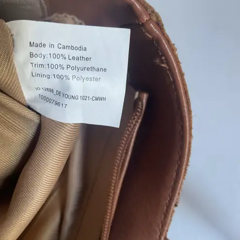 The Sak Genuine Leather Boho Embossed Tote Bag Brown Tan Festival Artisan