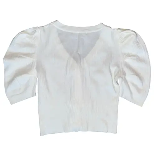 Gab & Kate V-Neck Cropped Cardigan Sweater Short Sleeve Button Up Size Medium - Image 2