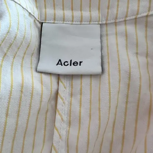 Acler Lipton striped yellow Periwinkle belted Shirt Dress size 6 White