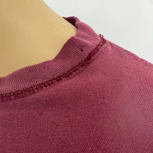 Hanes  LARGE Burgundy Red Distressed Athleisure Sweatshirt Sweater