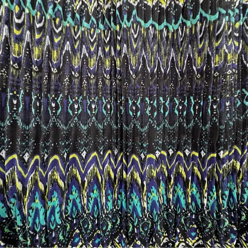 Krazy Kat Vintage Y2K Boho Chiffon Prairie Maxi Skirt Plisse Pleated Semi Sheer