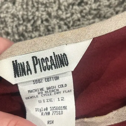 Nina Piccaino Nordstrom Womenโs Size 12 Dress NWT Burgundy Embroidered Maxi $45 Red