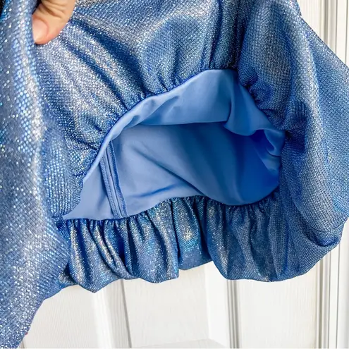 I.N. San Francisco Blue Sparkly Bubble Dress Juniors 8th Grade Dance Homecoming HOCO