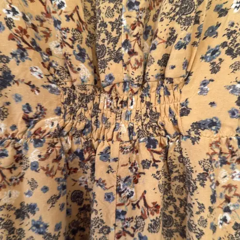 Maurice's  Light Yellow and Blue Floral Midi Dress XS