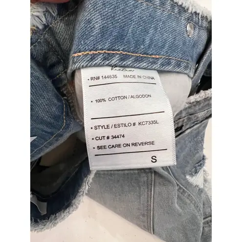 Kancan Distressed Denim Shorts Frayed Hem High Rise Button Fly Size S NWT Blue