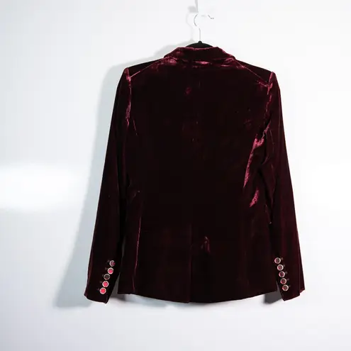 Veronica Beard Gaya Dickey Crushed Velvet Velour Double Breasted Jacket Merlot 2