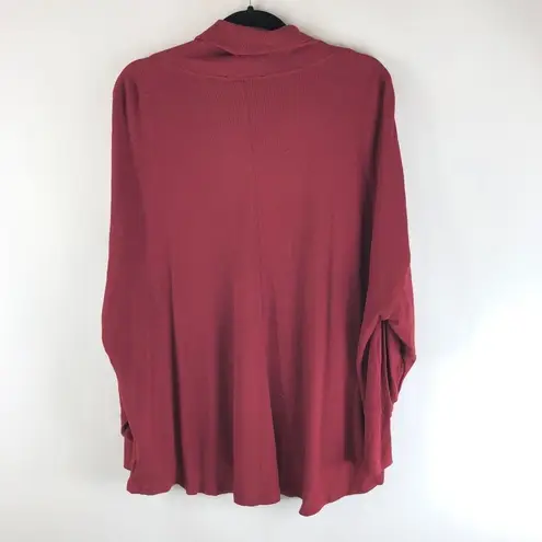 Sanctuary  Womens Top Cowl Neck Waffle Knit Pullover Long Sleeve Red Size 3X