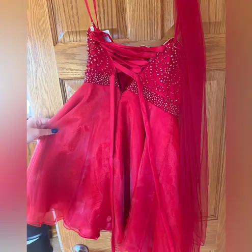 Abby Paris Elegant Red Strapless Dress