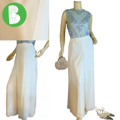 J.R. NITES A VINTAGE CREAM SPLIT LEG CHIFFON EVENING WEAR TROUSERS NWT (20W)