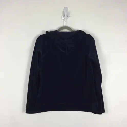 Anthropologie  Saturday Sunday Navy Velvet Hoodie Cozy Sweater XS Loungewear