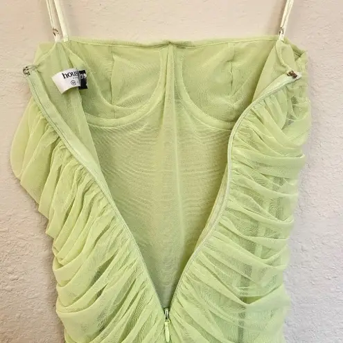 House Of CB  'Fornarina' Lime Organza Mesh Maxi Dress neon‎ bright size XS NWOT