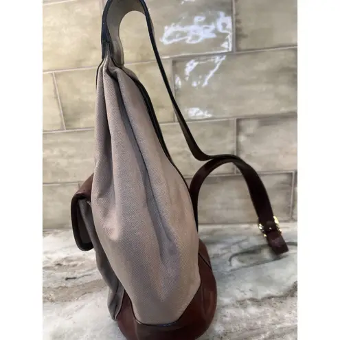 OROTON BEIGE CANVAS With LEATHER TRIM & STRAP SLING BACKPACK Sling bag Quality Tan