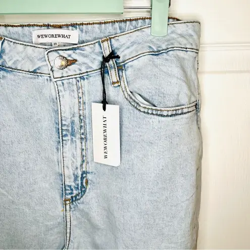 We Wore What HighRise Curvy Crop Jeans Ripped Knees Distressed Super Light Wash 29