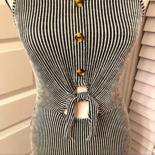 Caution to the Wind || Sexy fun black/white striped spaghetti strap dress