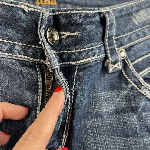 GRACE IN LA Jrs 11 Jeans Low Rise Straight Leg Denim Stretch Grunge Festival