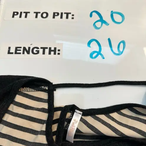 Pink Blush Maternity Beige Black Stripe Flowy Long Sleeve Blouse Size Large