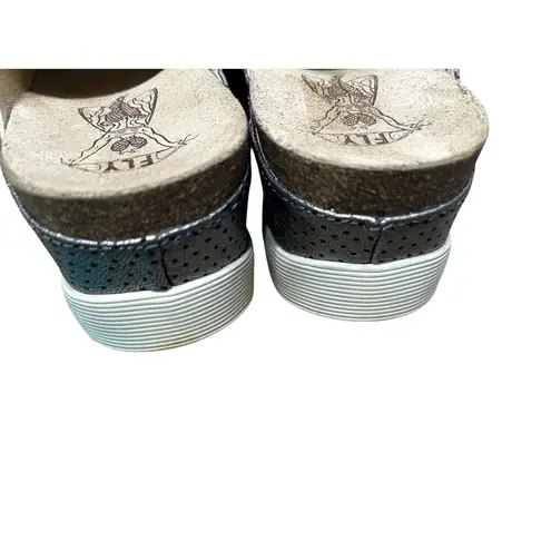 Fly London Whin Wedge Sandals Clogs Silver Metallic Size 41 (10-10.5) Minimalist