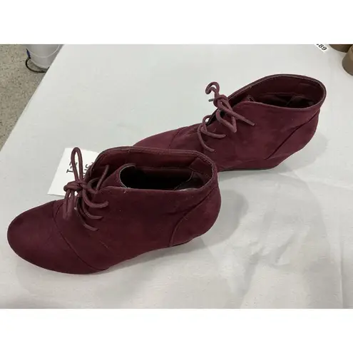 Dream Paris Womans Dream Pairs Tomson Bootie 9 Maroon Lace Up Wedge Heel