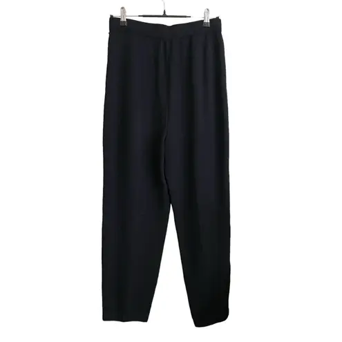 St. John Evening Santana Knit Pleated Pants Size 10 Black Pullon Wool Blend