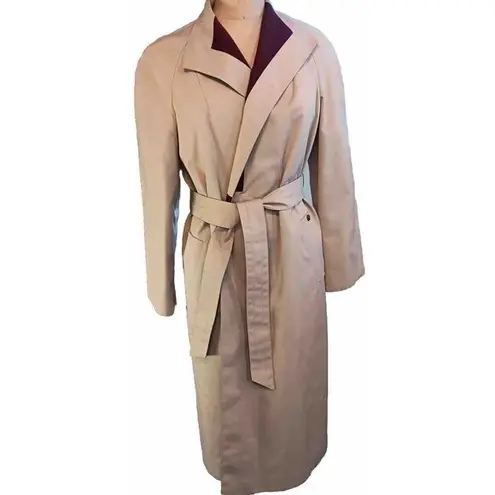Agner Classic Designer Vintage Womens Reversible Trench Coat Belt Size 6
