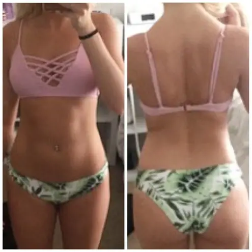 ✨4xHP✨Leaf Print Criss Cross Mix&Match Bikini Set✨ Green Size L