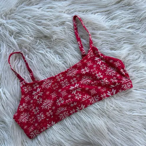 SKIMS Fits Everybody Scoop Bralette Red Snowflake Fair Isle Size XL - Image 3