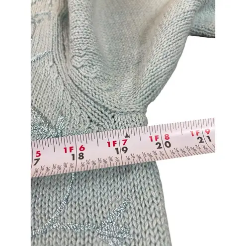 VTG Stitches In Time Women’s M Blue Floral Embroidered Zip Up Cardigan Sweater Size M